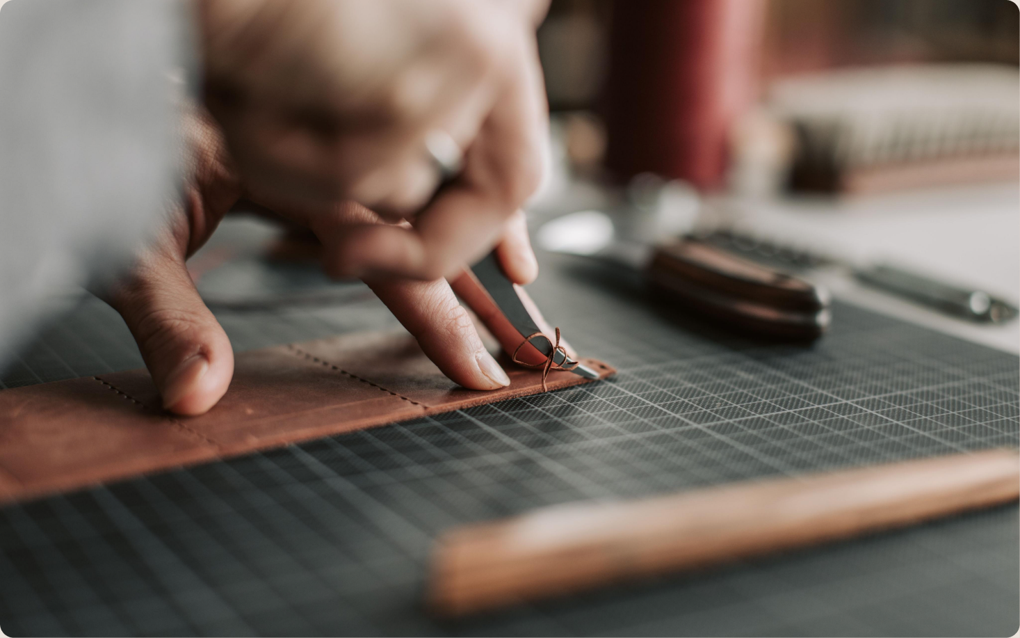 Leather work by hand